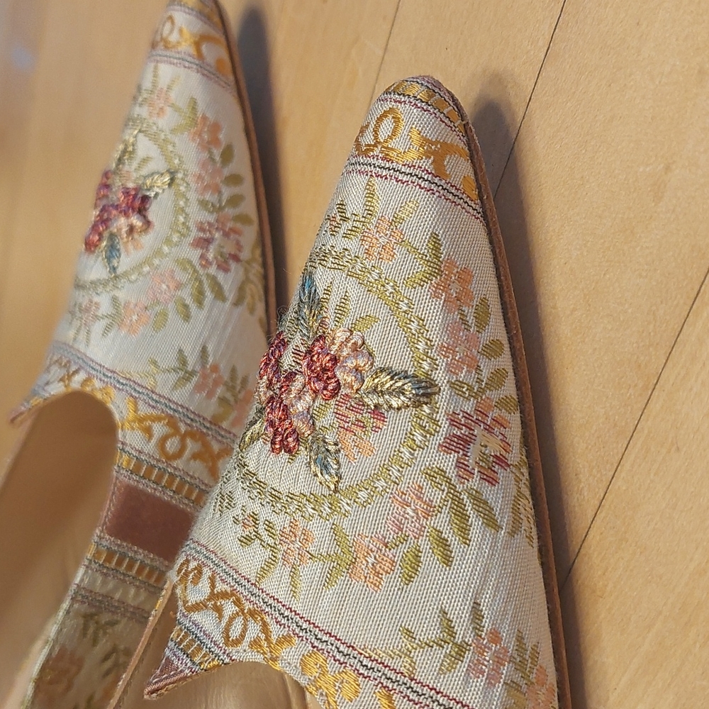 Embroidered Manolo Mule.